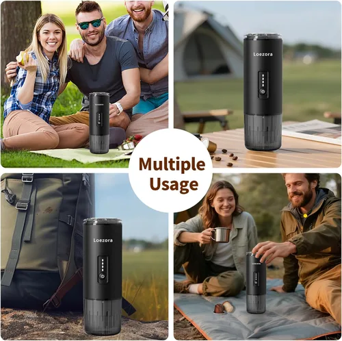 Miniatura 7 de Leozora - Cafetera portátil de café expreso, presión profesional de 20 bares, cuerpo de acero inoxidable, recargable por USB-C de 7500 mAh, 3 en 1