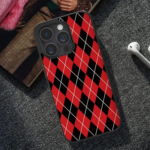 Miniatura 9 de Fundas para iPhone 7/8/Plus/X/Xs/Xr/11/12/13/14/15/16/17/Pro/Max/Plus/Air/Mini (negro y rojo)