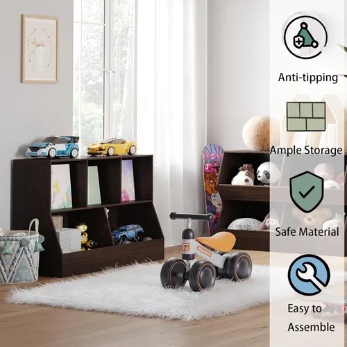 Miniatura 5 de DINZI LVJ Organizador de almacenamiento para juguetes, estantería para niños, gabinete de almacenamiento de juguetes de madera, estantería