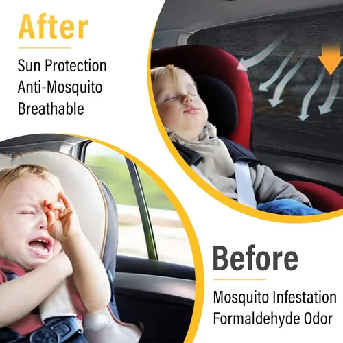 Miniatura 3 de Kewucn Paquete de 2 cortinas para ventana de automóvil, bloqueador de rayos solares y protección UV para bebés y mascotas, cubiertas de malla