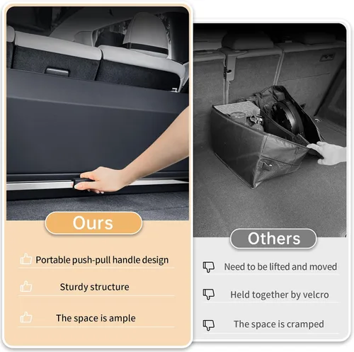 Miniatura 2 de Organizador de maletero de automóvil, organizador de almacenamiento resistente con tapa y asa de empuje, organizador plegable de cuero para SUV