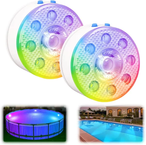 Luces de piscina sumergibles para piscinas sobre el suelo y enterradas con temporizador remoto de apagado, luces LED magnéticas RGB sumergibles
