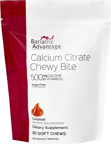 Miniatura 8 de Bariatric Advantage Picaduras masticables de citrato de calcio 500 mg - Altamente absorbible y digerible - Vitamina D3 - Suplemento de calcio