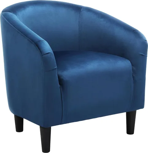 Miniatura 13 de Yaheetech Silla de Sala de Estar, Silla de Acento de Terciopelo, Silla Barril Tapizada, Silla de Asiento con Reposabrazos y Respaldo Bajo para Sala