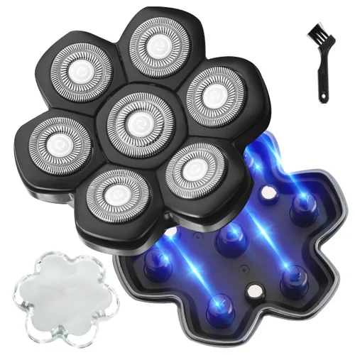 Miniatura 10 de Cabezales de repuesto flotantes 5D para hombres calvos, cuchillas afiladas universales para afeitadoras eléctricas rotativas (5D negro)