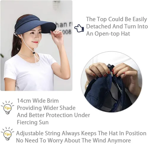 Miniatura 6 de Sombrero de ala ancha – Multifuncional UPF 50 protección cubo pesca sombrero sombrero gorra Azul marino