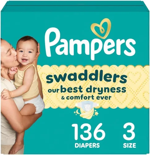 Miniatura 24 de Pañales Pampers Swaddlers, Talla 1 (8-14 libras), 198 unidades, absorbentes, mantiene al bebé seco y cómodo, pañal desechable seguro para la piel