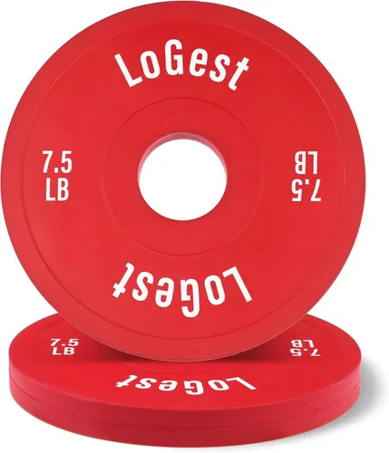 Logest Par de platos olímpicos, juego de 2 discos de pesas para barras olímpicas, perfectos para placas de entrenamiento de fuerza, aumento de Rojo