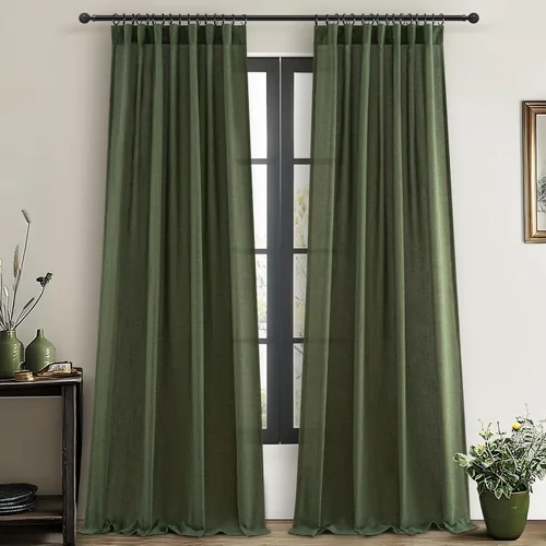 Miniatura 26 de Cortinas translúcidas de lino beige blanco de 84 pulgadas de largo, 2 paneles, cortinas modernas con filtrado de luz y privacidad, riel de techo
