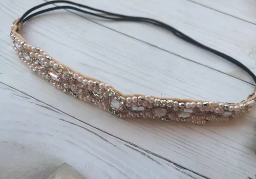Miniatura 2 de Honkenda Diademas hechas a mano con diamantes de imitación de cristal para mujer, diseño bohemio, elástico, a la moda, bandas para el cabello