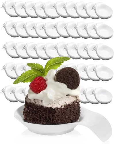 Miniatura 5 de 240 piezas de platos transparentes para aperitivos de comas para servir postres, pasteles y platos de aperitivos – Cucharas decorativas de plástico