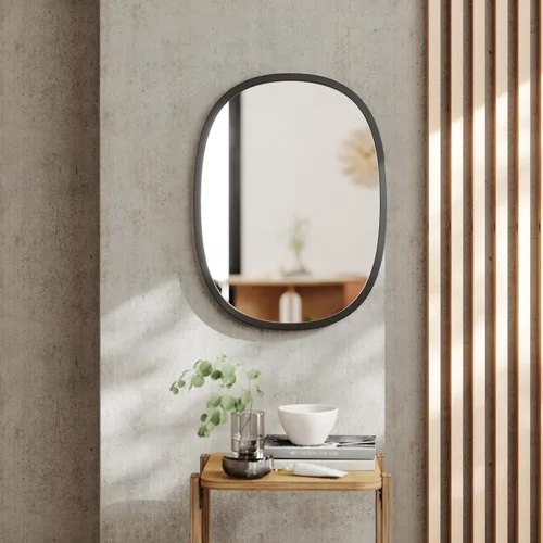 Miniatura 2 de Umbra Hub Oval Wall Mirror with Rubber Frame, Modern Room Decor for Entryways, Washrooms, Living Rooms and More, Black
