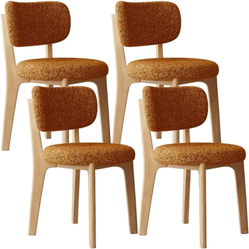 Miniatura 21 de YVYKFZD Solid Wood Dining Chairs, Fabric Dining Room Chair Set of 2/4/6, Upholstered Kitchen Chairs with Curved Backrest, Armless Living Room Chair