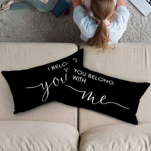 Miniatura 3 de (RB) - Juego de 2 fundas de almohada de franela con texto en inglés "I Belong with You, You Belong with Me", 12 x 20 pulgadas, regalos