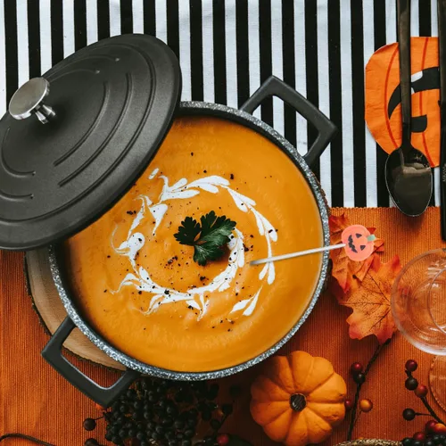 Miniatura 6 de UPKOCH Juego de 6 cucharas de calabaza de Halloween con forma de calabaza de acero inoxidable para café y postre de 4.9 pulgadas, utensilios