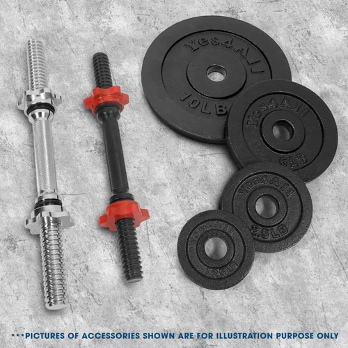 Miniatura 6 de Yes4All Placa de peso de hierro fundido de 1.15 pulgadas, ideal para mango de mancuernas, entrenamiento de fuerza y levantamiento de pesas (juego)
