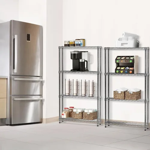 Shelving Inc. Estantería de alambre cromado de 8 pulgadas de profundidad x 30 pulgadas de ancho x 72 pulgadas de alto con estantes de 4 niveles,