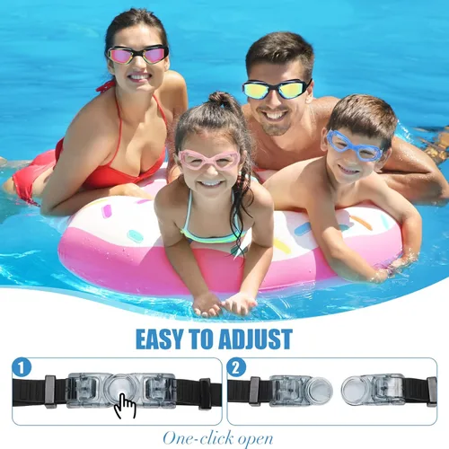 Miniatura 4 de Konohan Paquete de 10 gafas de natación a granel para niños y adultos, gafas de piscina antivaho de silicona sin fugas, gafas de natación