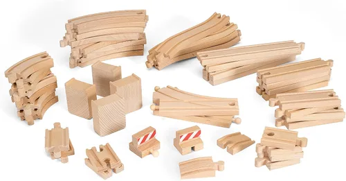 Miniatura 4 de Brio 33772 Paquete especial de rieles 50 piezas de pistas de madera y accesorios de tren para niños de 3 años en adelante y puente de viaducto