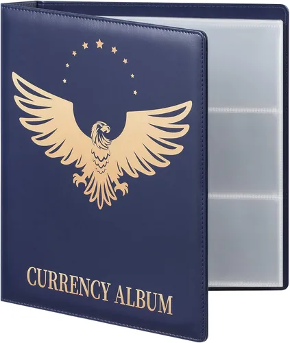 Miniatura 7 de MUDOR - Álbum de 90 bolsillos para coleccionar billetes de dólar, álbum premium de colección de monedas del mundo en PU, álbum clásico