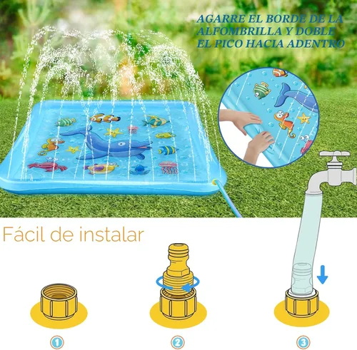 Miniatura 4 de Growsland Almohadilla de salpicaduras para niños pequeños, aspersor al aire libre para niños, juguetes de agua de verano de 67 pulgadas, inflables