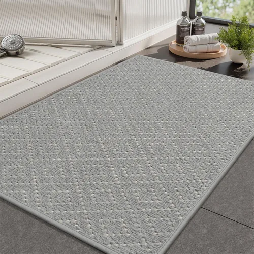 Miniatura 12 de AMOAMI Tapete de baño fino, súper absorbente, antideslizante, parte trasera de goma, tapetes de baño para baño, secado rápido, superficie