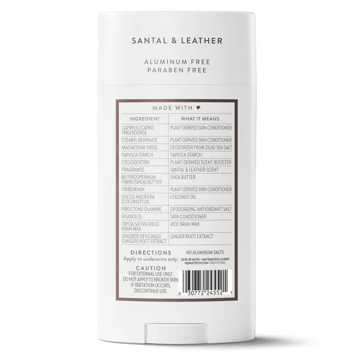 Miniatura 8 de Native Desodorante sin aluminio, Santal y cuero, barra de tamaño grande, control de olores de 72 horas, para mujeres y hombres, contiene