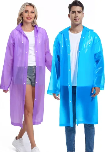 Miniatura 84 de 2 abrigos de lluvia de Borogo para adultos, chaquetas de lluvia reutilizables para hombres y mujeres
