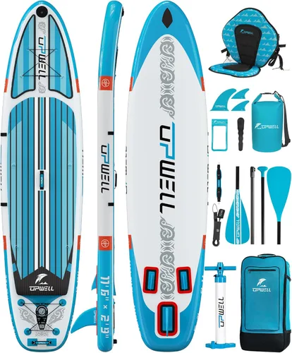 Miniatura 15 de UPWELL 11’6”/11'2”/11'/10'8”/10'6”/10'2” Inflatable Stand Up Paddle Board with sup Accessories Including Backpack, Repairing Kits, Non-Slip Deck