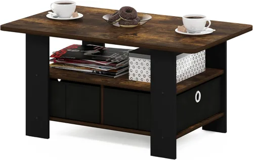 Miniatura 16 de Furinno - Mesa de centro con cajones, marrón oscuro/negro