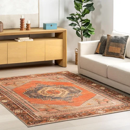 Miniatura 7 de nuLOOM Chana - Alfombra de área de tejido plano enmarcada con enrejado, 5 x 8 pulgadas, beige