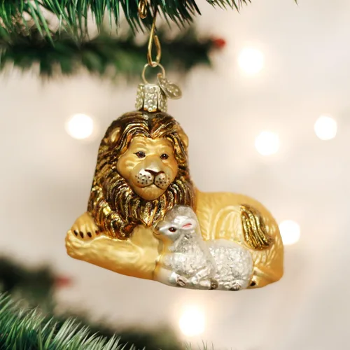 Miniatura 2 de Old World Christmas - Adornos de vidrio soplado para el árbol de Navidad, regalos espirituales, león y cordero