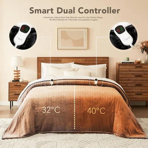 Miniatura 6 de Homemate Manta Eléctrica con Calefacción Twin Individual - 62"x84" Mantas de Cama con Calefacción Throw con 10 Niveles de Calefacción, 8 Horas