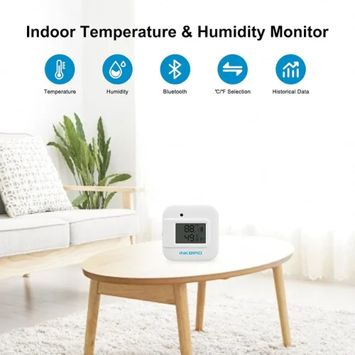 Miniatura 2 de Inkbird Termómetro inteligente Monitor de temperatura y humedad higrómetro para interiores, aplicación gratuita para iOS y Android, versión IBS-TH2