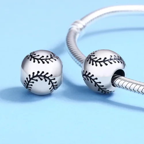 Miniatura 4 de Sport Bead Charms 925 Sterling Silver USA Rugby Football Basketball Volleyball Golf Club Bat Mitten European Charm Bracelet