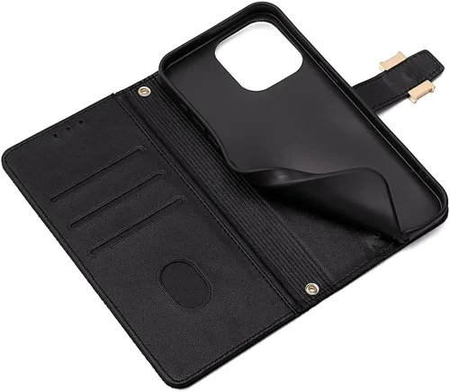 Miniatura 5 de Funda compatible con Itel Vision 1 Pro ranura para tarjeta con soporte abatible con cierre magnético, color negro