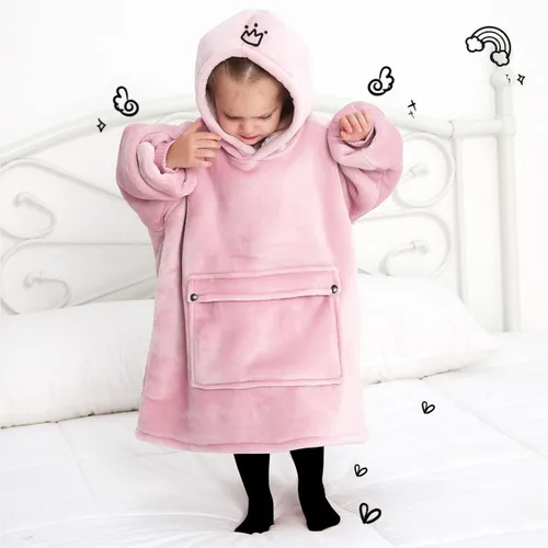 Miniatura 6 de KFUBUO Manta Ponible con Capucha para Niños Pequeños Manta Sherpa Sudadera Con Bolsillo Lindas Sudaderas con Capucha 2-6 Años de Edad Niña Lindos