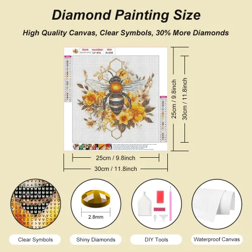 Miniatura 5 de SJUTOUCI Kits de pintura de diamantes para adultos, kits de arte de diamantes de abeja para principiantes 5D DIY flor diamante puntos arte