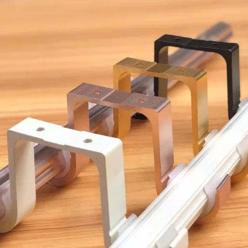 Miniatura 6 de Soportes de barra de cortina doble, 2 piezas, aleación de aluminio montados en el techo, blanco