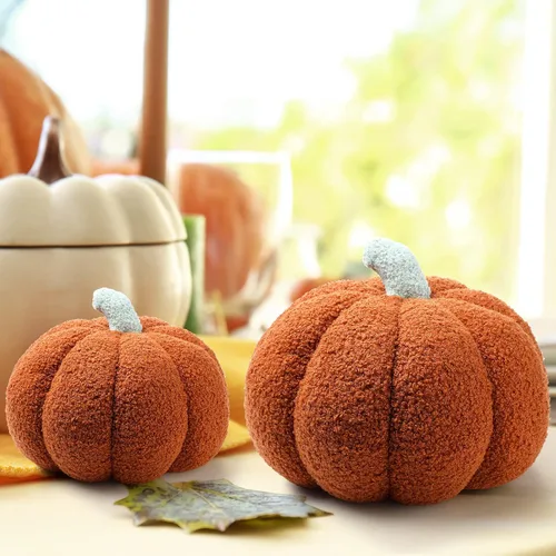 Miniatura 7 de Kajaia 4 almohadas de otoño decorativas de calabaza de Acción de Gracias, almohada de otoño de 11 pulgadas, 7 pulgadas, cojín 3D de Acción de Marrón