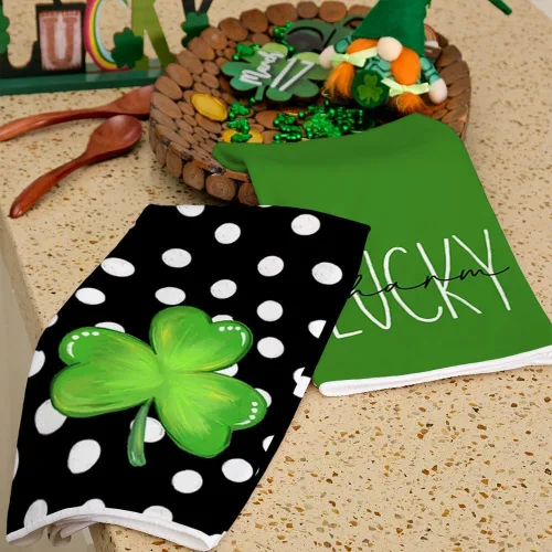 Miniatura 5 de ARKENY Juego de 2 toallas de cocina con lunares blancos para decoración del hogar, paño de secado de barra ultra absorbente para decoración