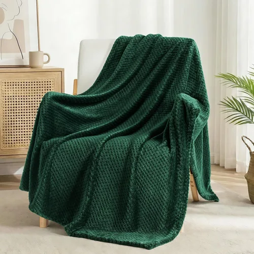 Miniatura 64 de Exclusivo Mezcla - Manta de vellón extragrande para sofá o cama, mantas supersuaves y cálidas con textura de gofre, acogedora, mullida y ligera Azul
