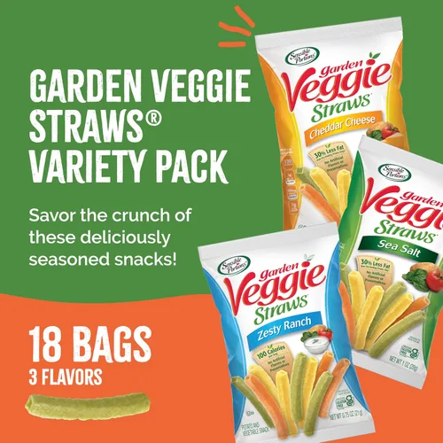Miniatura 3 de Sensible Portions Garden Veggie Snacks - Paquete variado de pajitas de verduras, bolsa de polietileno de 18 unidades (paquete de 1)