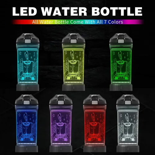 Miniatura 3 de YuanDian Botella de agua para niños con luz LED 3D - 14 onzas Tritan libre de BPA ecológica - 7 colores luz tazas de bebida geniales, regalo