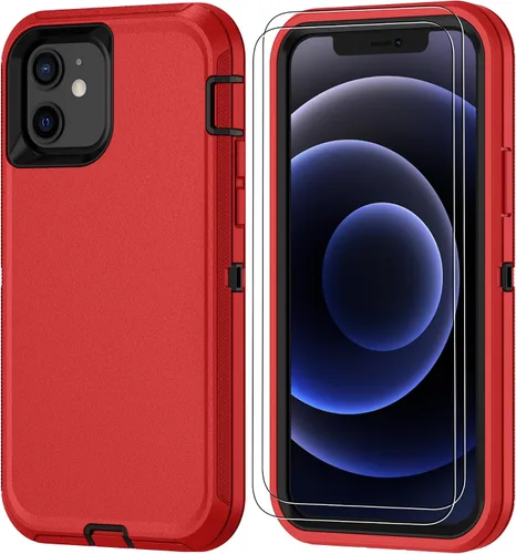 Miniatura 26 de Jshru para iPhone XR Funda con [2 Pack] Protector de Pantalla HD, [Grado Militar] 3-en-1 Resistente Protector de Cuerpo Completo a Prueba de Negro