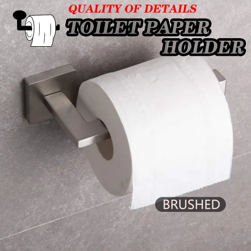 Miniatura 6 de GERZWY Juego de accesorios de baño de 2 piezas de acero inoxidable contemporáneo montado en la pared - Soporte para papel higiénico con anillo