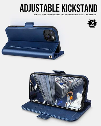 Miniatura 4 de OCASE Funda Cartera Compatible con iPhone 15, Funda Tipo Folio de Cuero PU con Tapa con Portarjetas y Bloqueo RFID Función Atril