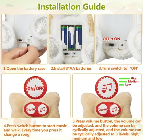 Miniatura 5 de Marsjoy Juguete de perro musical que camina y baila con correa - Animal de peluche interactivo para niños y niñas Pomerania