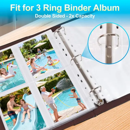 Miniatura 4 de Paquete de 30 páginas de repuesto para álbumes de fotos de 3.5 x 5 pulgadas para carpeta de 3 anillos, fundas de fotos ultra transparentes