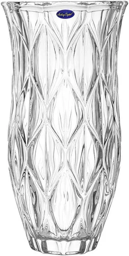 Amlong Crystal Jarrón floral transparente de tamaño mediano de 11 pulgadas de alto (5 pulgadas superior e 2 pulgadas inferior)
